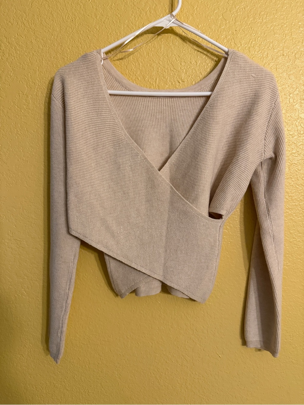 Women’s Beige Wrap-Around Back Sweater